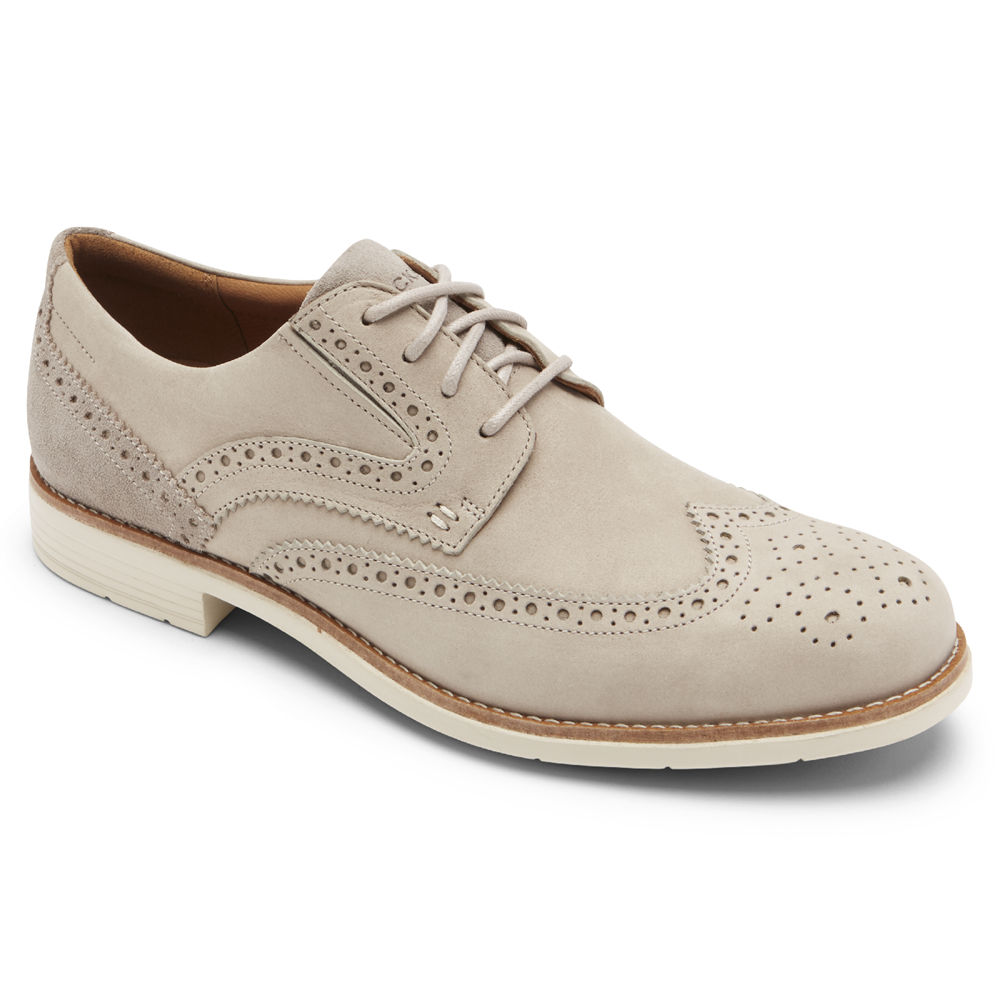 Rockport Singapore Mens Sneakers - Total Motion Classic Dress Wingtip Beige - KN9763428